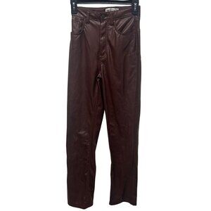 Abercrombie & Fitch 90s Straight Ultra High Rise Faux Leather Pants Brown Size 2